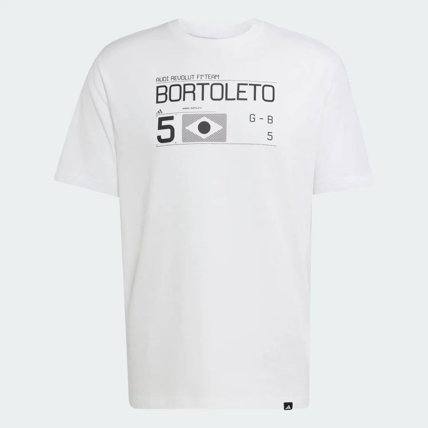 Мужская футболка с графическим принтом Audi Revolut F1 Team Gabriel Bortoleto Graphic III Adidas Performance, белый — фото 4