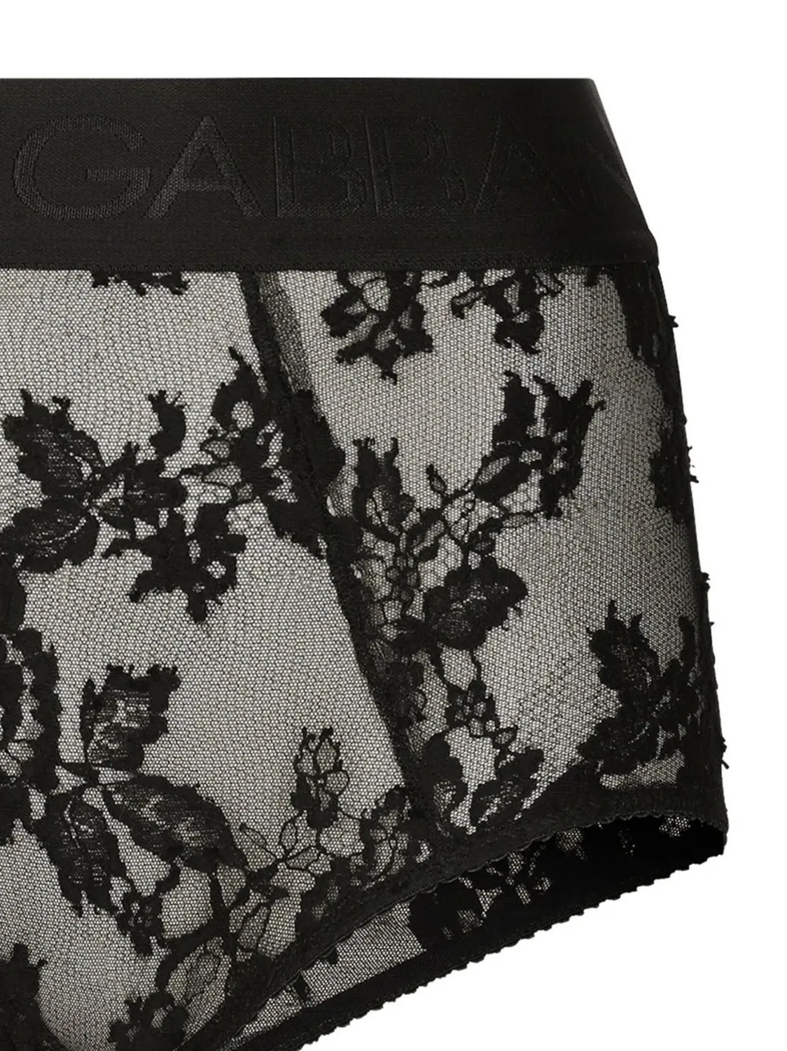 Высокие кружевные трусы с цветочным узором Dolce & Gabbana, черный — фото 2