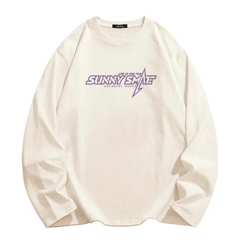 Детская футболка с круглым вырезом MINISO, White (With Lightning Purple Center Logo) — фото 3