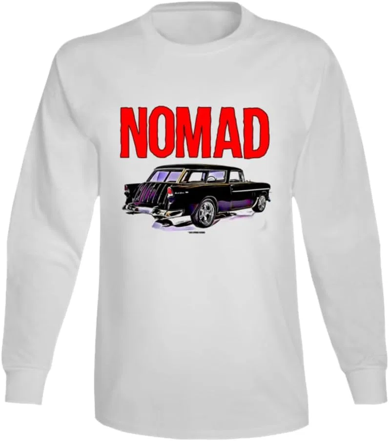 Мужская футболка с длинным рукавом Nomad 55 Chevy Wagon Classic, White