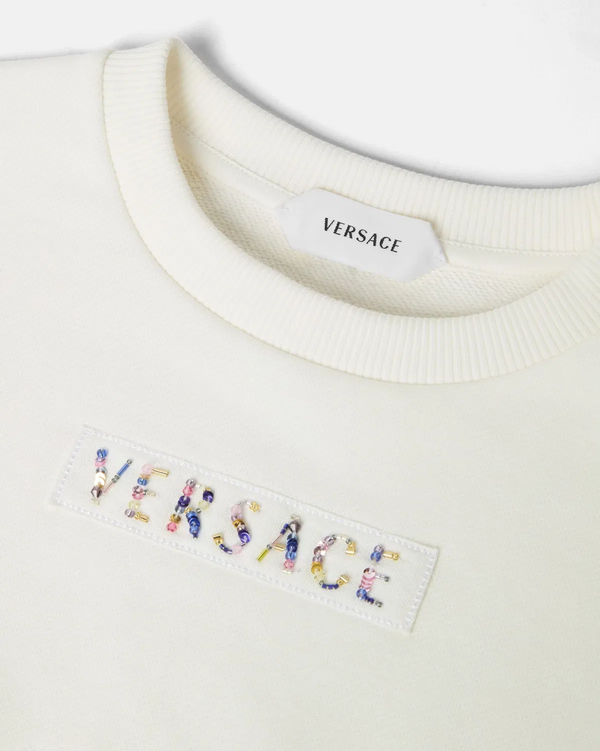 Детский хлопковый джемпер с вышитым логотипом VERSACE, белый — фото 4