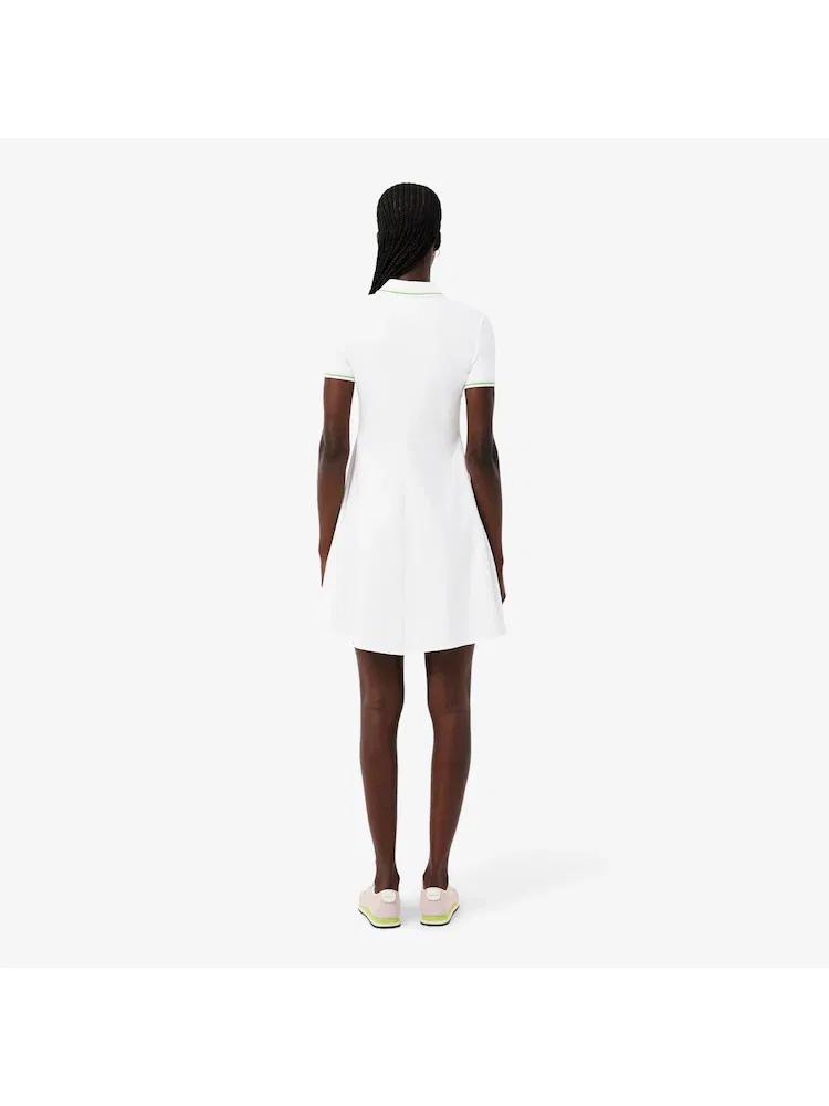 Платье поло LACOSTE White, с воротником, из хлопка и модала — фото 3