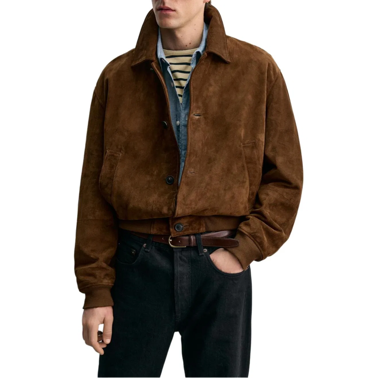 Мужская кожаная куртка с сезоном весна-осень Aaron Levine, ZARA, Cigar — фото 4