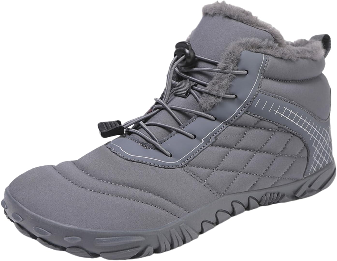 

Мужские и женские минималистичные обувь Зимние сапоги, подошва с нулевым перепадом, теплые, удобные, противоскользящие походные ботинки Generic, серый