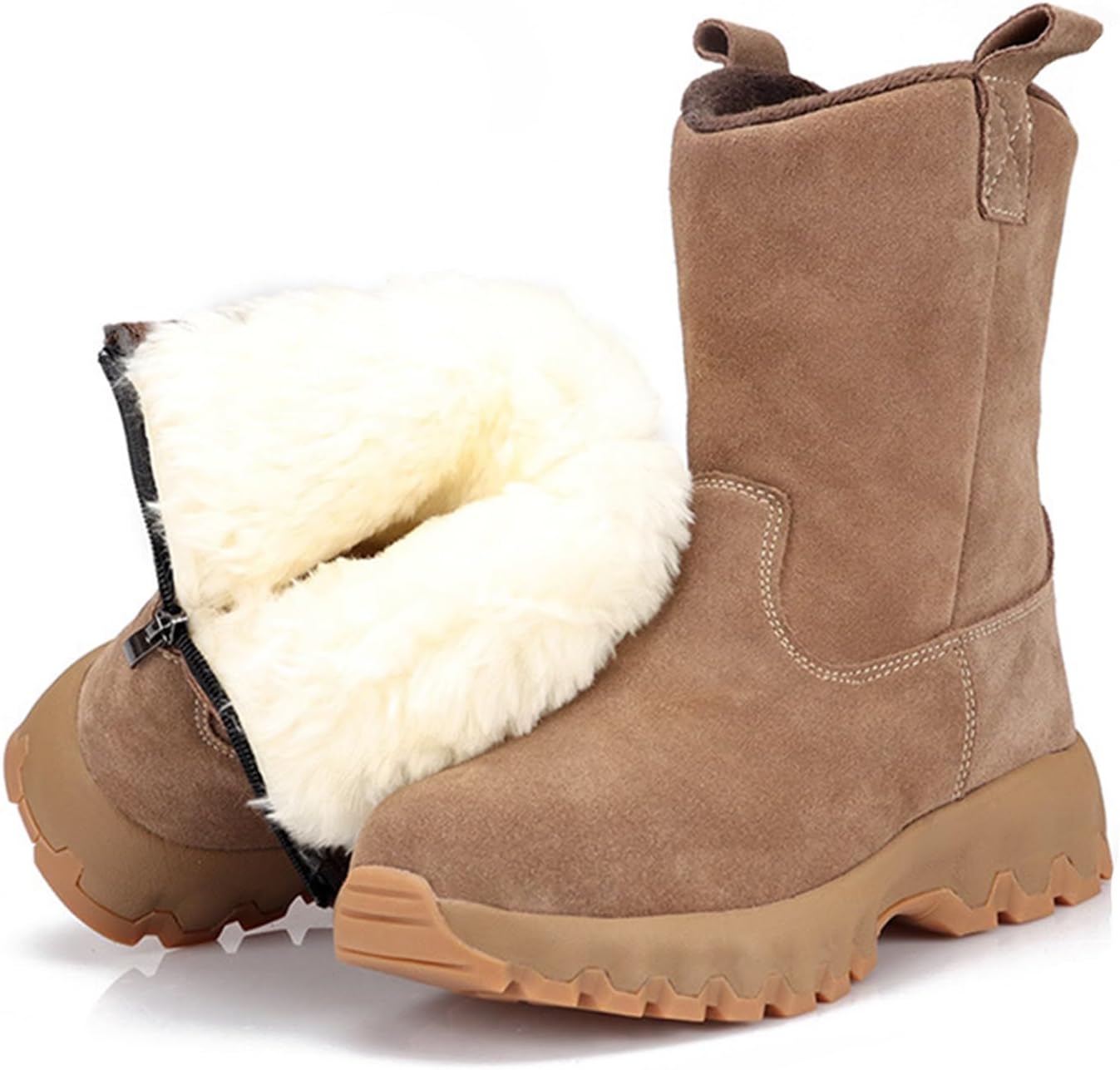 

Водонепроницаемые зимние ботинки для женщин на шнуровке, удобные, с теплым мехом, противоскользящие, износостойкая резиновая подошва; мужские зимние ботинки, повседневные ботинки средней длины (Цвет: темно-коричневый для женщин / 5.5 Dhaey