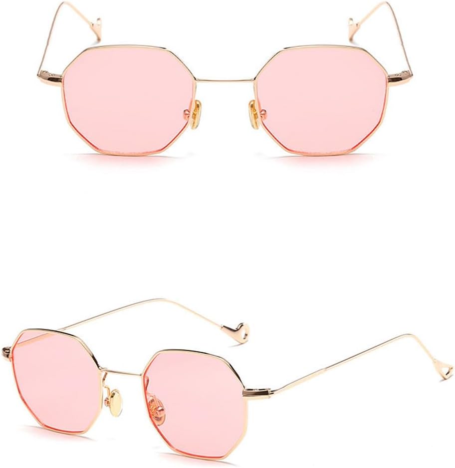 

Солнцезащитные очки в стиле стимпанк с многоугольной формой для женщин и мужчин, винтажные солнцезащитные очки с прозрачными линзами, шестиугольная металлическая оправа generic, Clear Pink