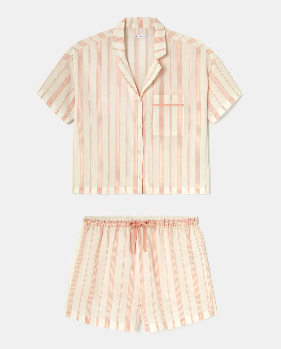 

Женский короткий комплект пижамы в полоску с люрексом Easy Wear, цвет 200 Rosa