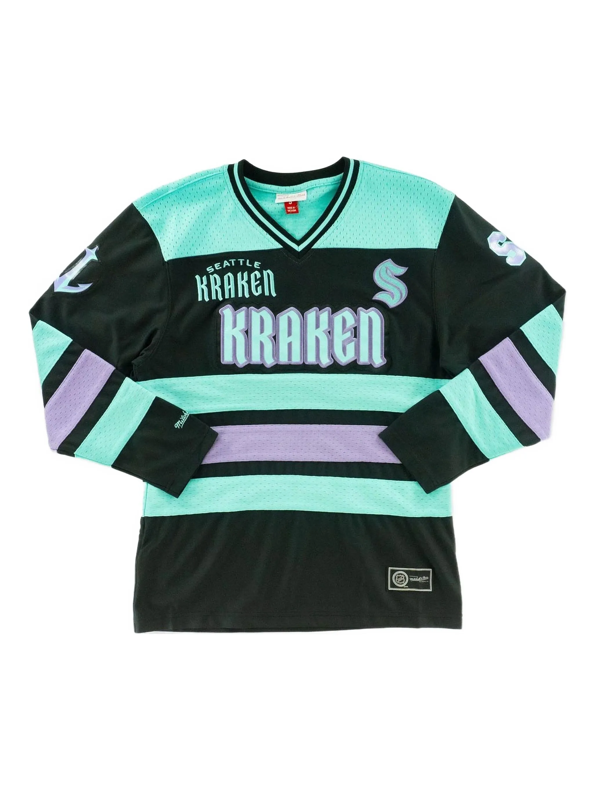

Полосатая толстовка Seattle Kraken с V-образным вырезом Mitchell & Ness, черный