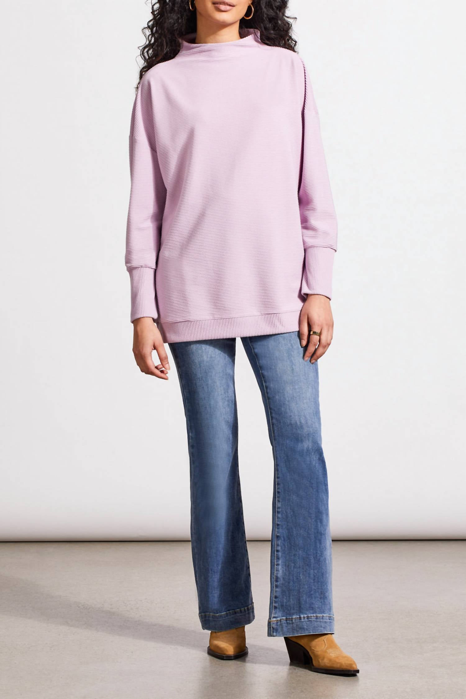 

Туника с воронкообразным воротником лавандового цвета TRIBAL