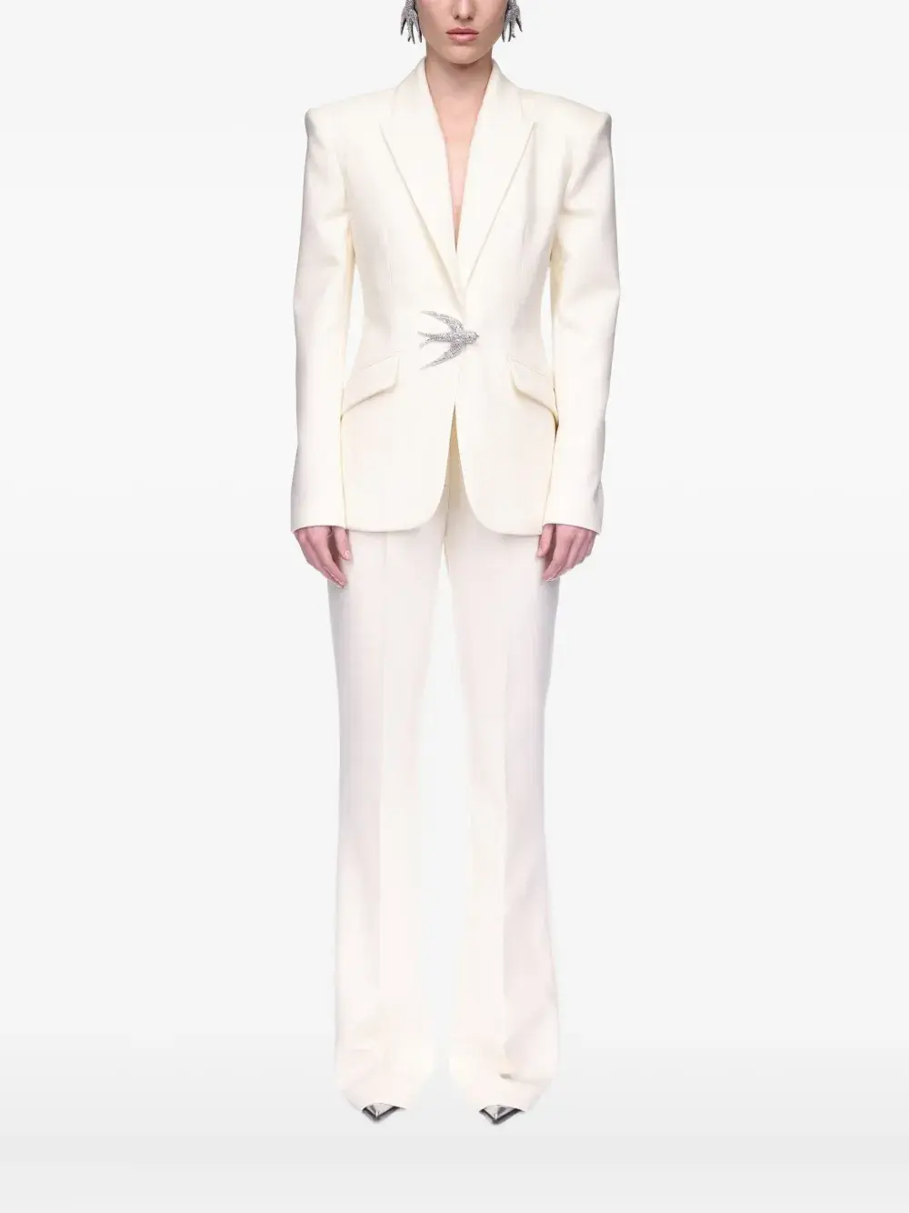 

Пиджак с украшением в виде птицы David Koma, нейтральный