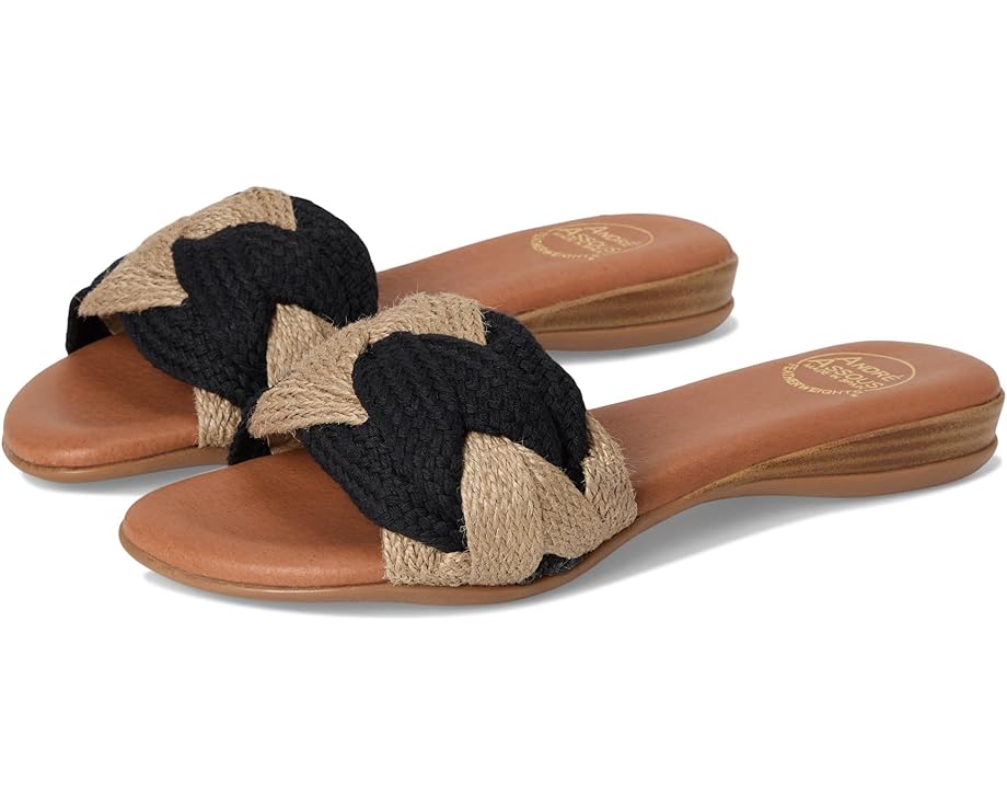 Сандалии Andre Assous Nahala Featherweight Flat Sandal, цвет Black/Natural