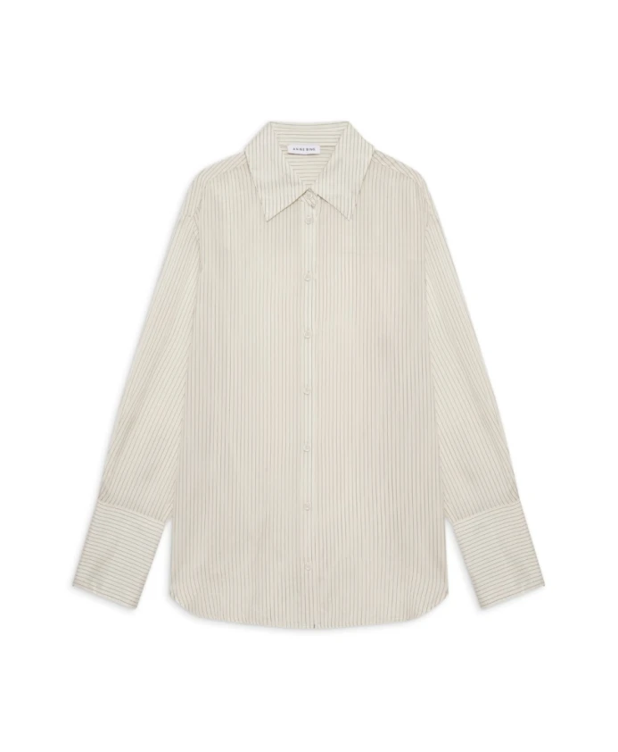 

Рубашка Pinestrip Bridget цвета слоновой кости и черного цвета. Anine Bing, бежевый