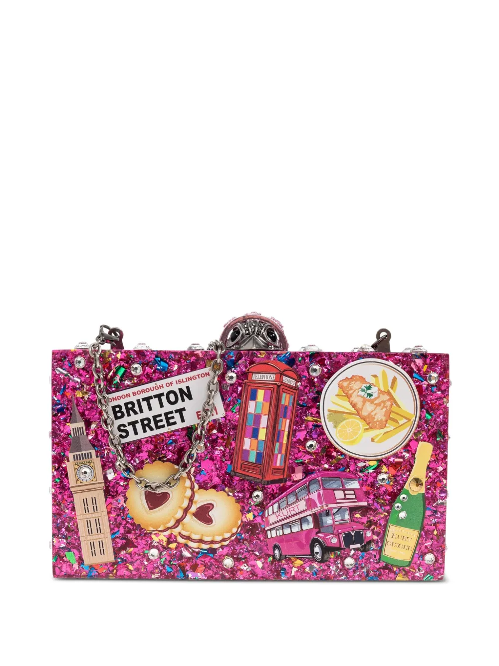 

Клатч London Box с блестками Kurt Geiger London, розовый