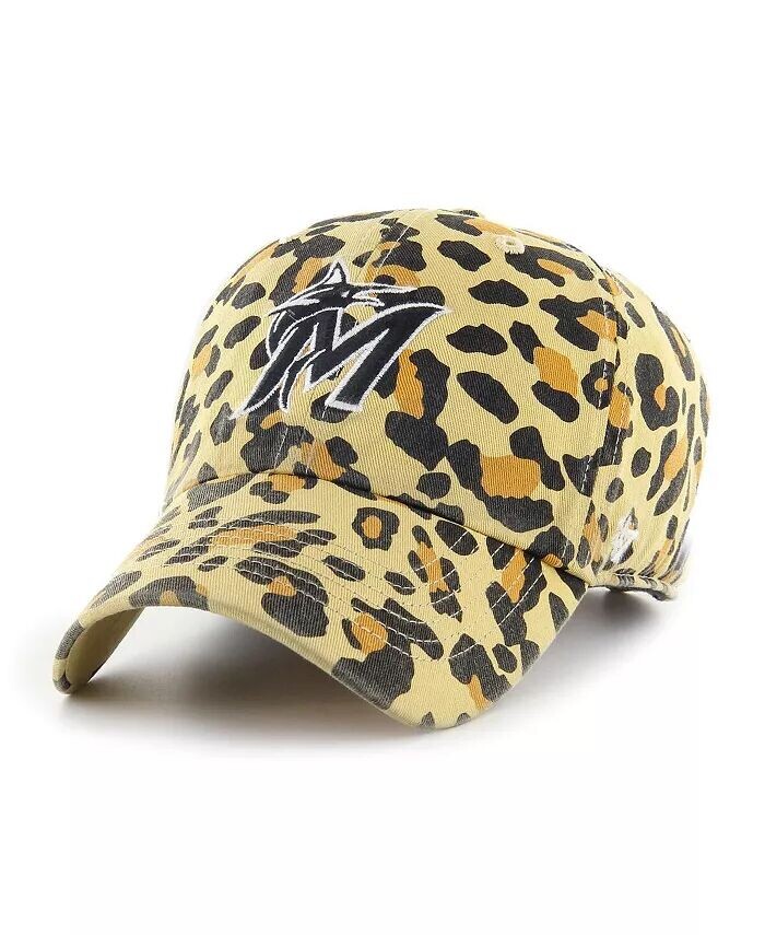

Женская регулируемая шапка Miami Marlins Tan Cheetah Clean Up '47 Brand, бежевый