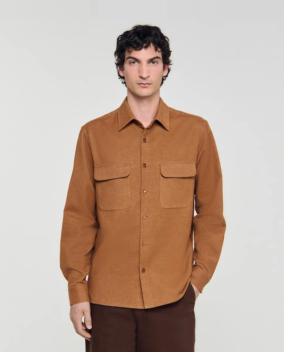 

Мужская фланелевая рубашка Sandro, коричневый