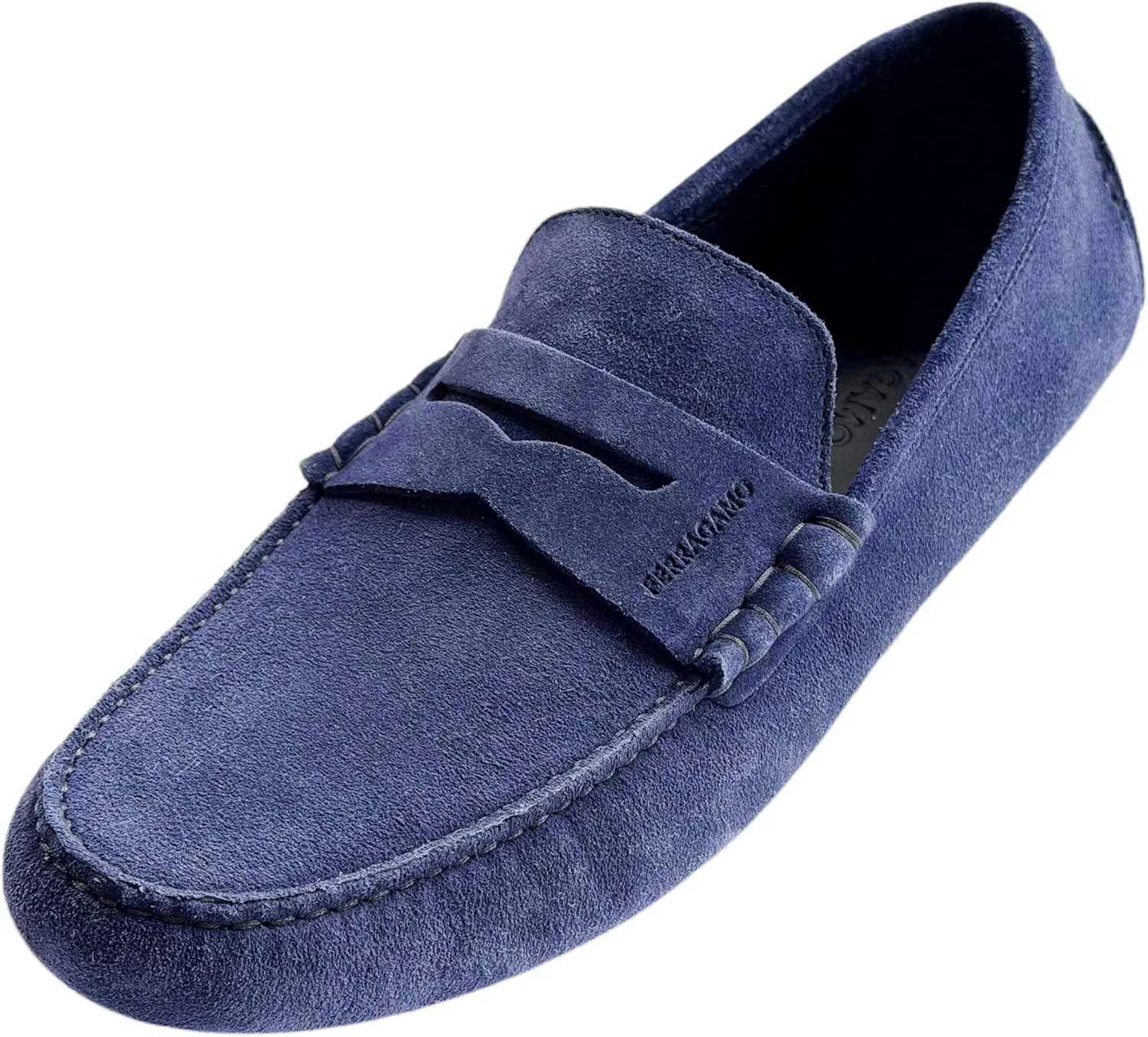 Лоферы из замши, синие, Ferragamo