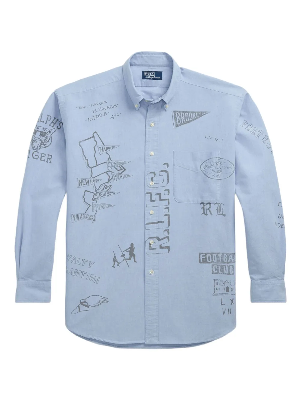 

Рубашка с графичным принтом POLO RALPH LAUREN, синий