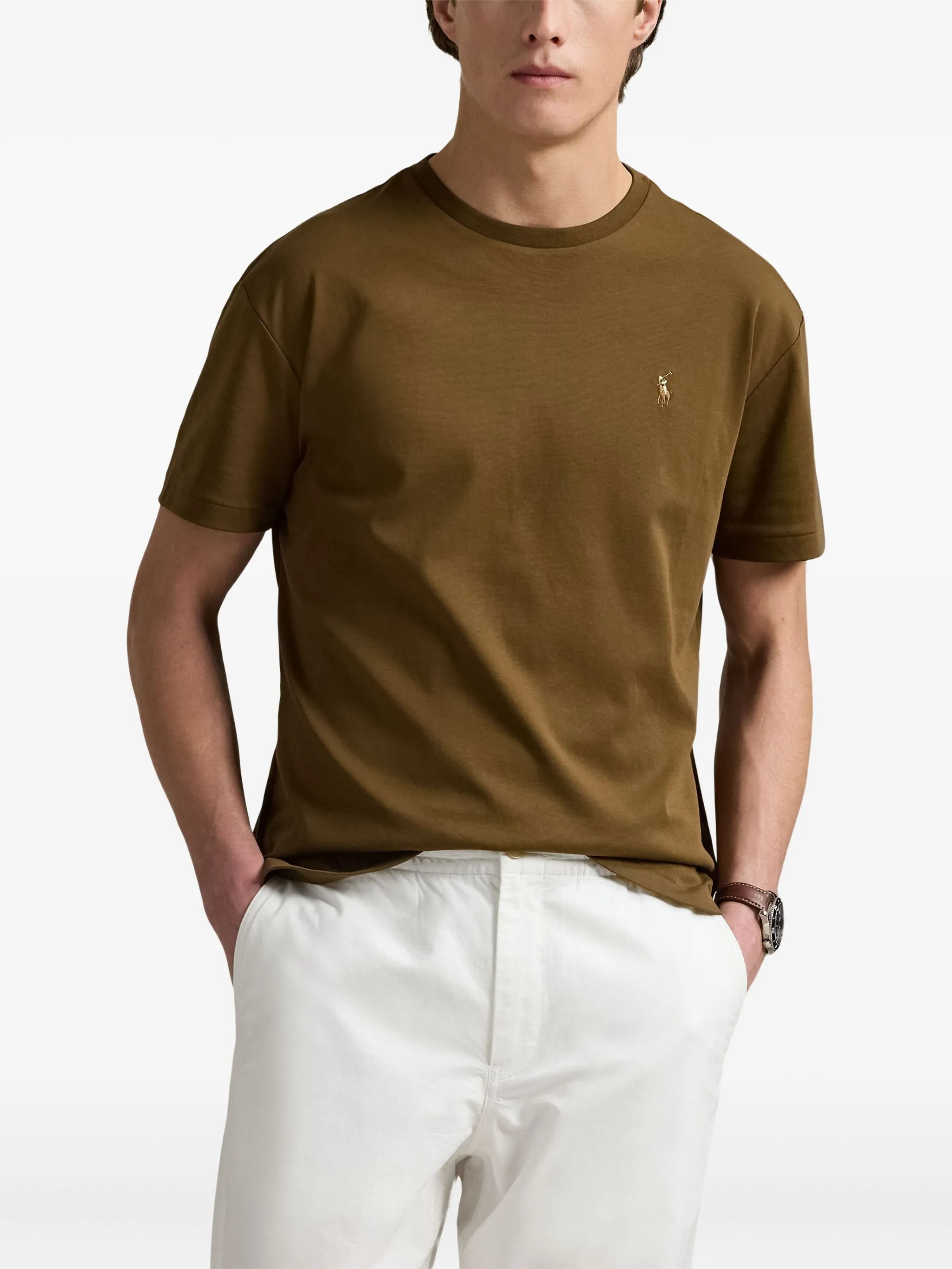 Футболка с вышивкой Polo Ralph Lauren, коричневый — фото 3