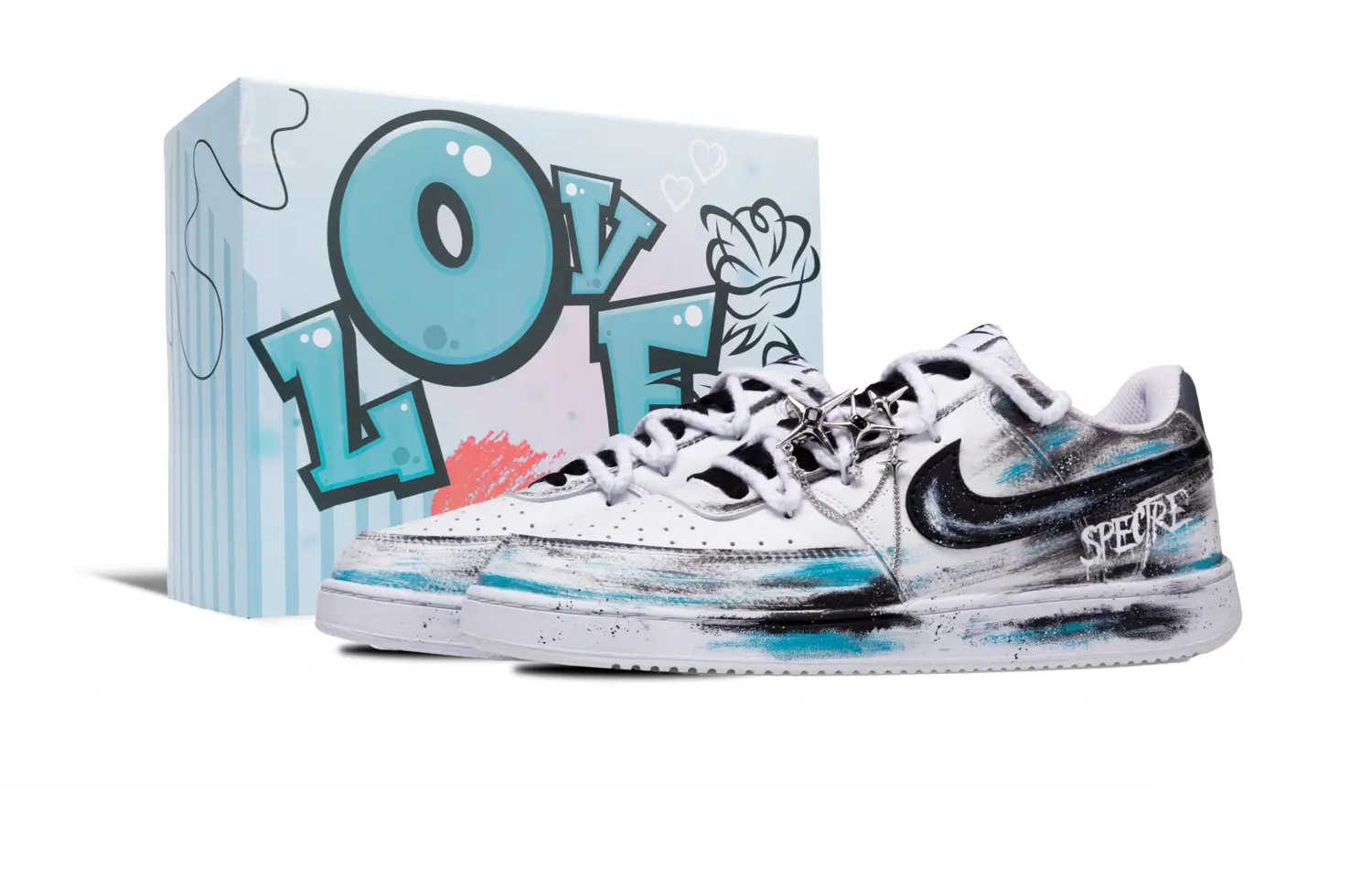 

Nike Кроссовки для скейтборда Court Vision 1 Blue Osborn с противоскользящим покрытием, износостойкие, низкие, мужские, белые