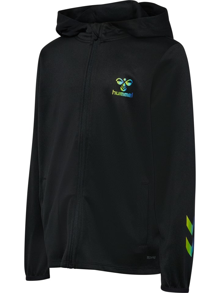 Hummel Детская многофункциональная спортивная куртка Hmlshimmer, цвет черный/салатовый — фото 4
