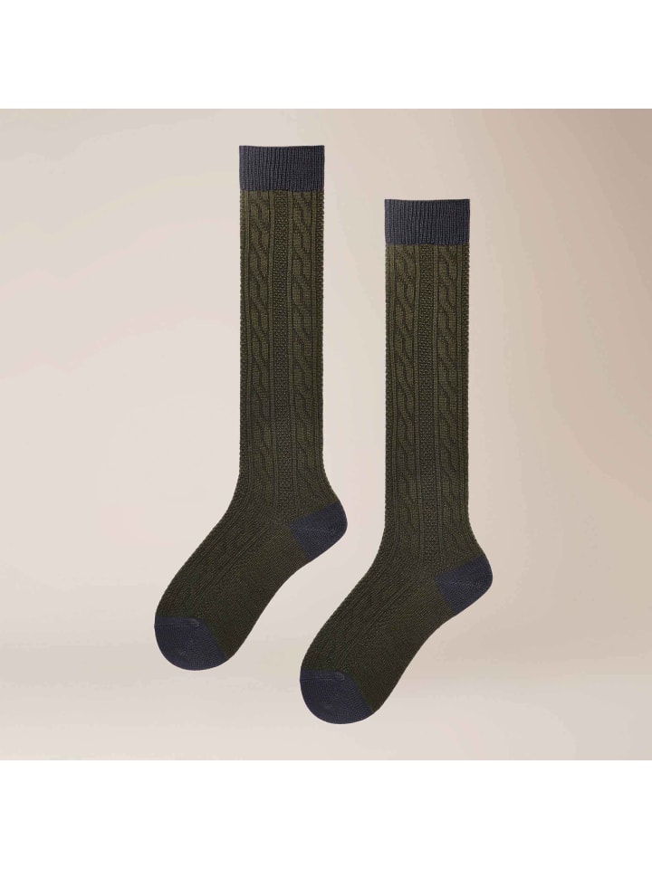 

Kunert Носки до колена Heritage Socks Fashion оливкового цвета