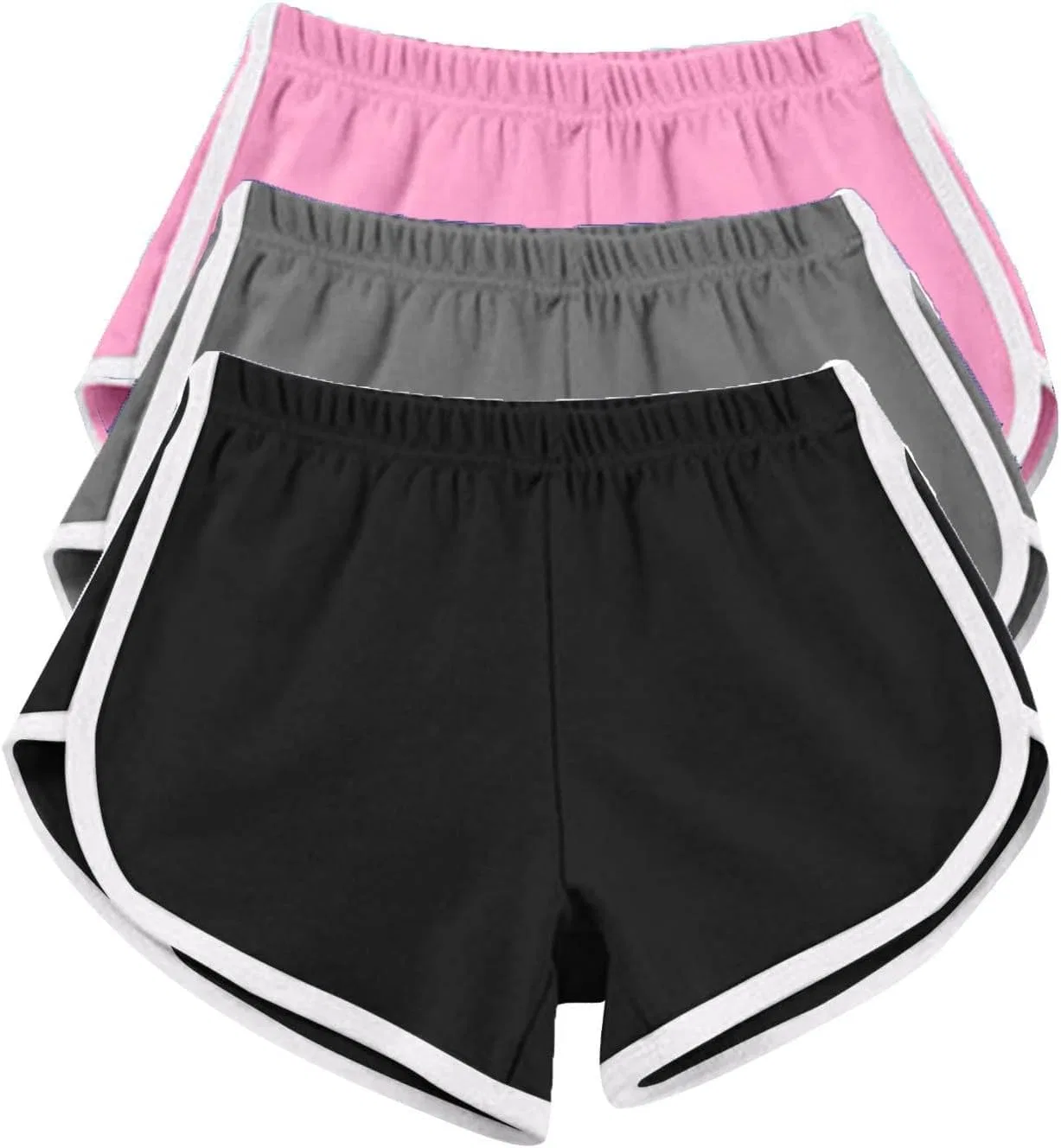 Спортивные шорты женские, набор из 3 штук, бренд Generic, цвет B3-black + Gray + Pink