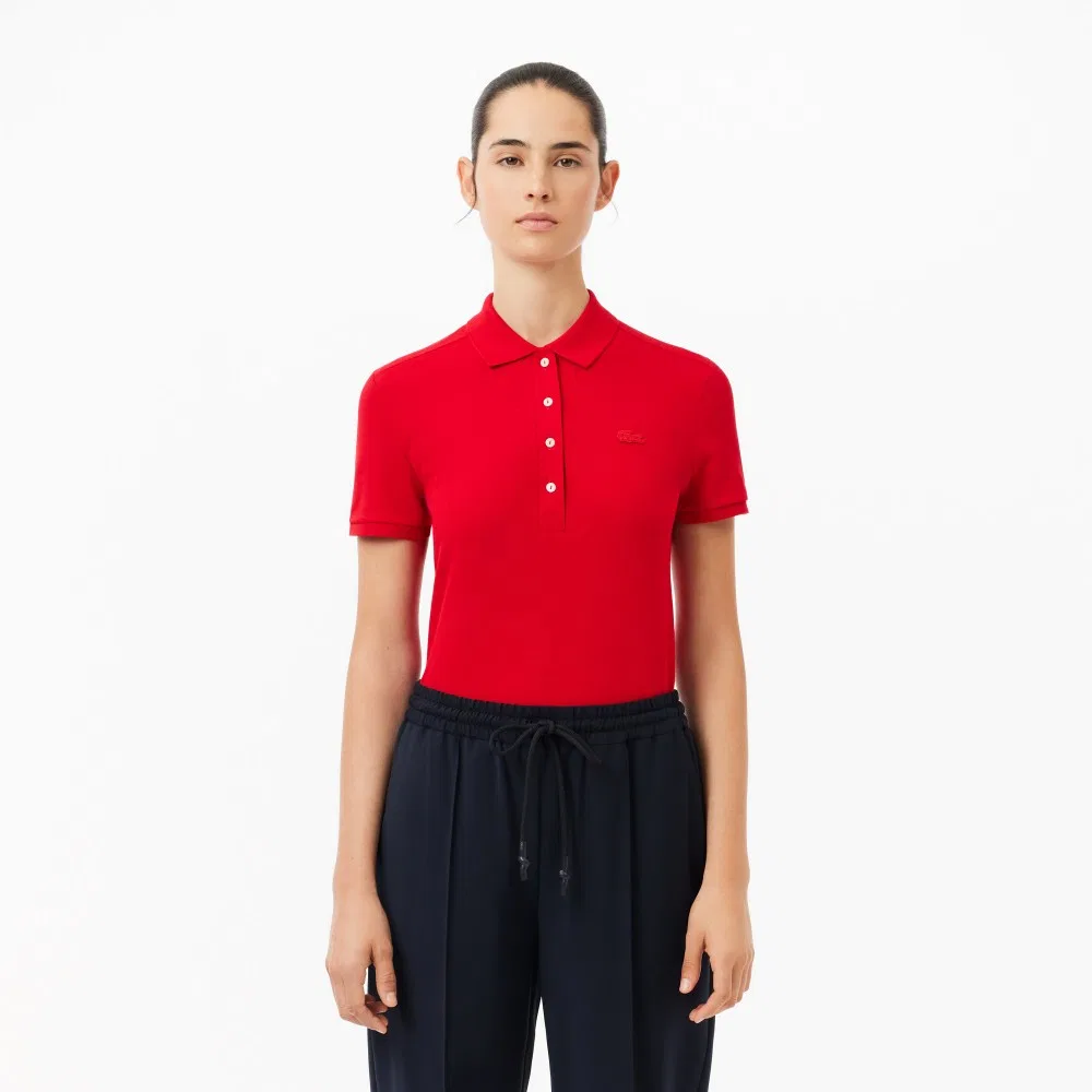 Футболка поло Lacoste приталенная, красная