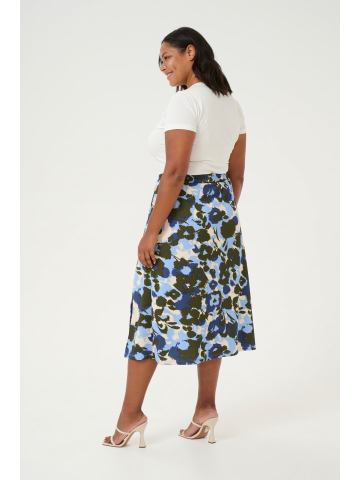 

KAFFE curve Юбка KCginny А-образного силуэта, с синим размытым цветочным принтом