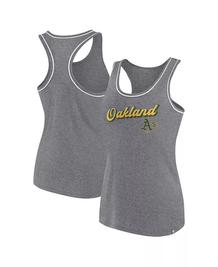 

Женская майка на бретельках с гоночной спиной и логотипом Oakland Athletics цвета Хизер Серый Fanatics