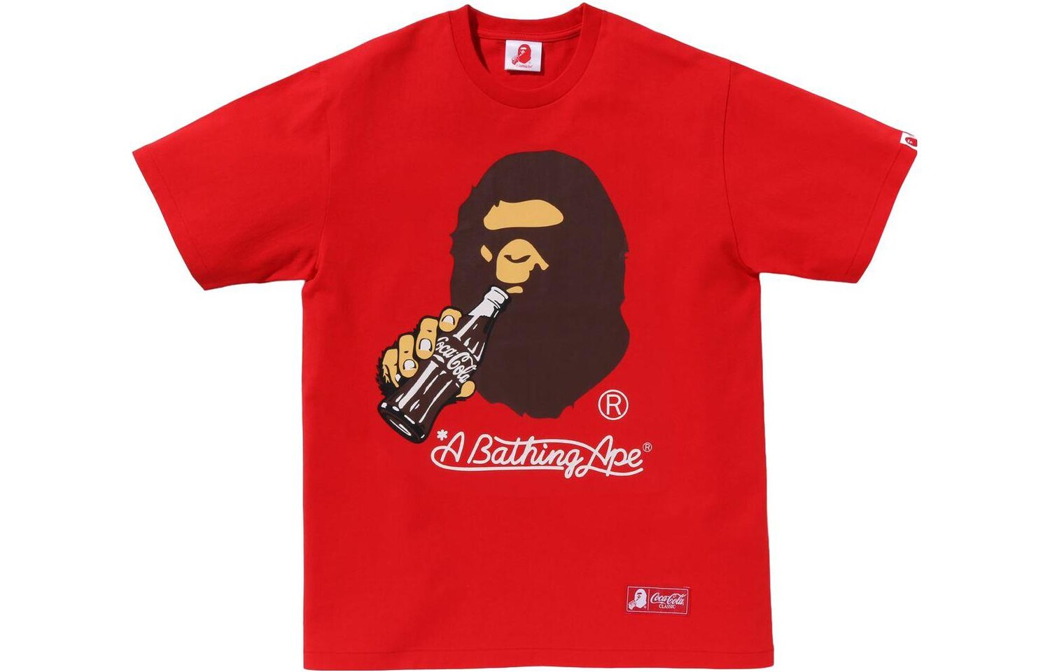 

Футболка с изображением обезьяны BAPE X Coca-Cola A Bathing Ape, красный