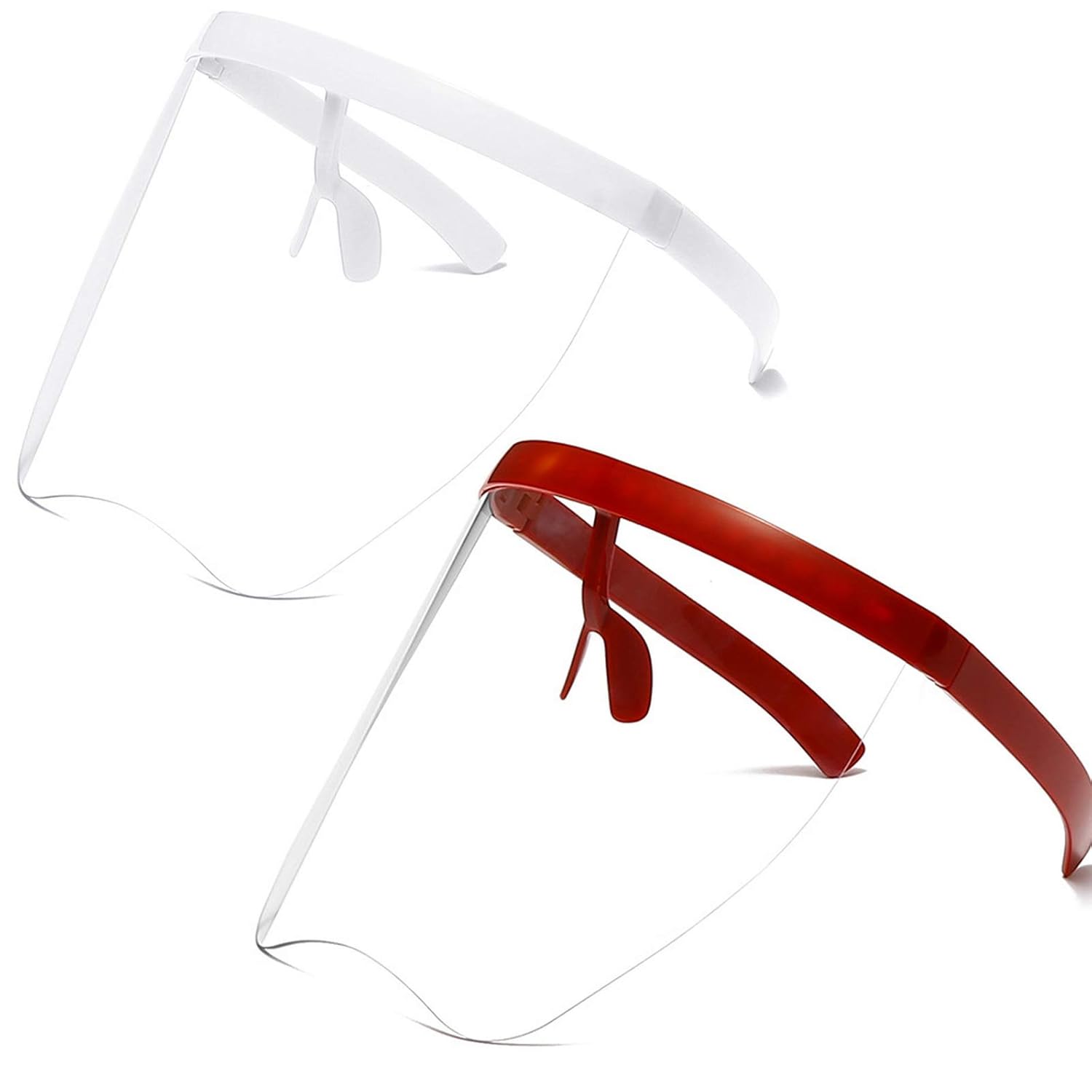 

Футуристические солнцезащитные очки большого размера с плоским верхом, зеркальными линзами, оправой песочного цвета, противотуманной прозрачной линзой (2 шт. - белые и красные) mincl, 2pcs-white&red