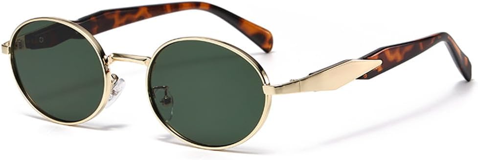 

Овальные металлические солнцезащитные очки для женщин в стиле панк, повседневные, с защитой от УФ-излучения UV400, идеально подходят для бега на открытом воздухе, занятий спортом и путешествий UYPTK, Golden Green
