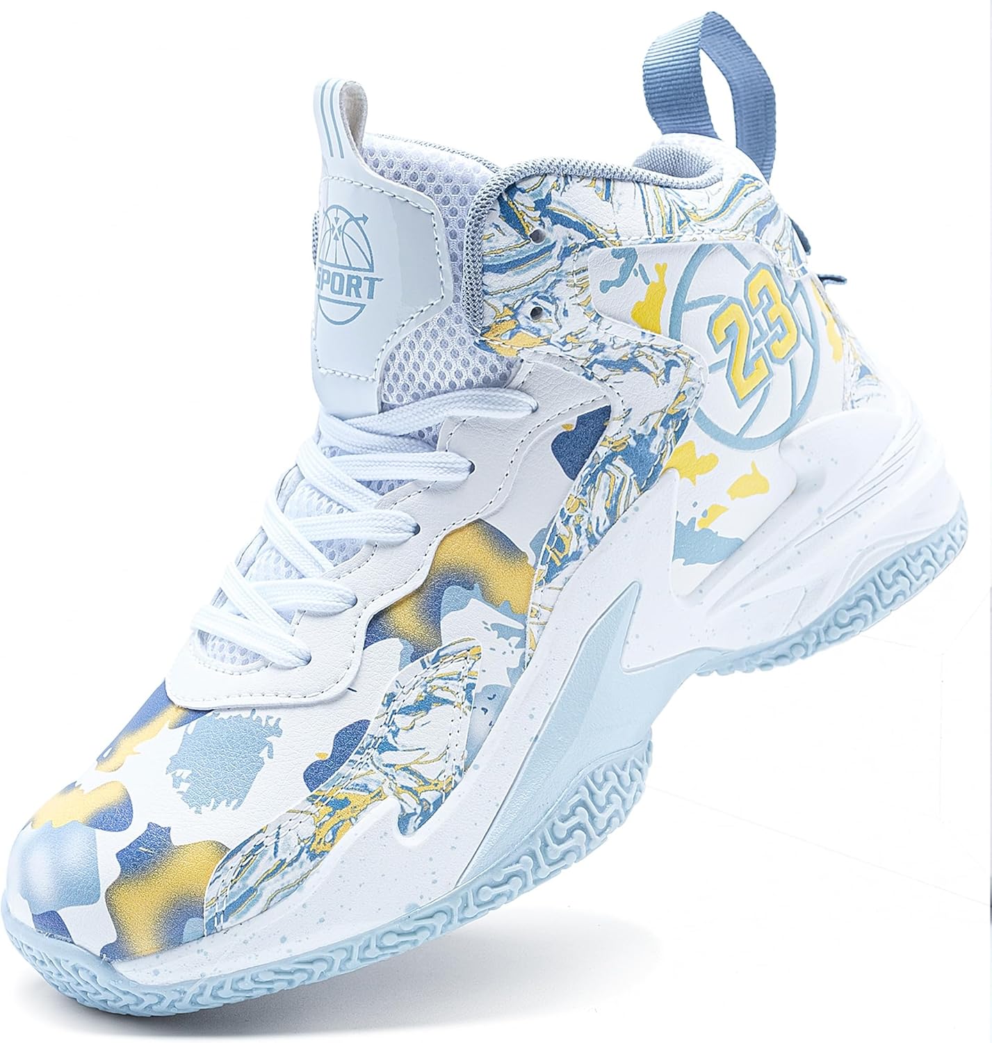 

Мужские баскетбольные кроссовки, дышащие, с противоскользящей подошвой, модные, с граффити, для тренировок и улицы Kniaiwx, белый/серый
