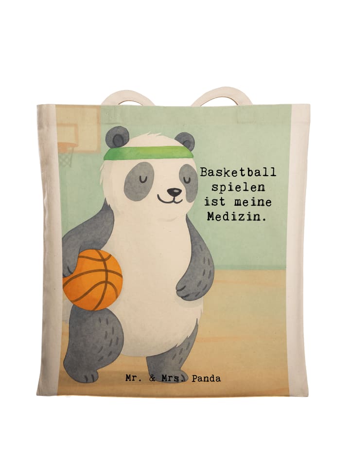 

Mr. & Mrs. Panda Сумка-шоппер с изображением панды и баскетбольного мяча, с надписью белого цвета