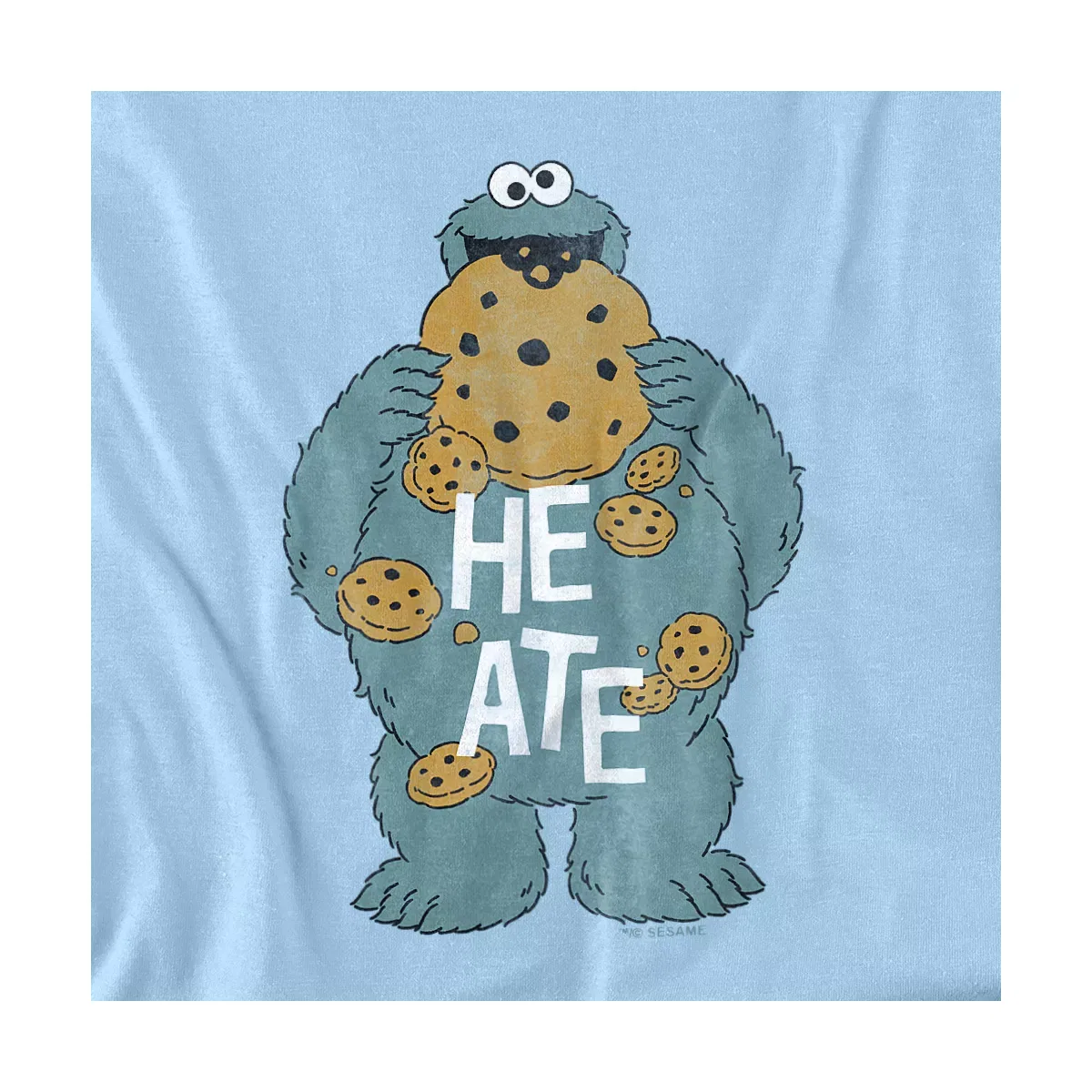 Детское боди с коротким рукавом Sesame Street Cookie Monster He Ate Belly, Light Blue — фото 2
