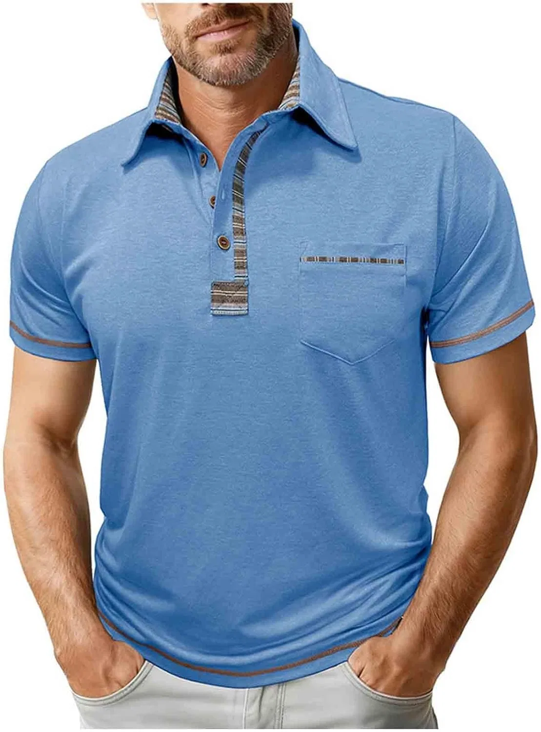 Мужская спортивная футболка-поло с коротким рукавом Athletic, Light Blue