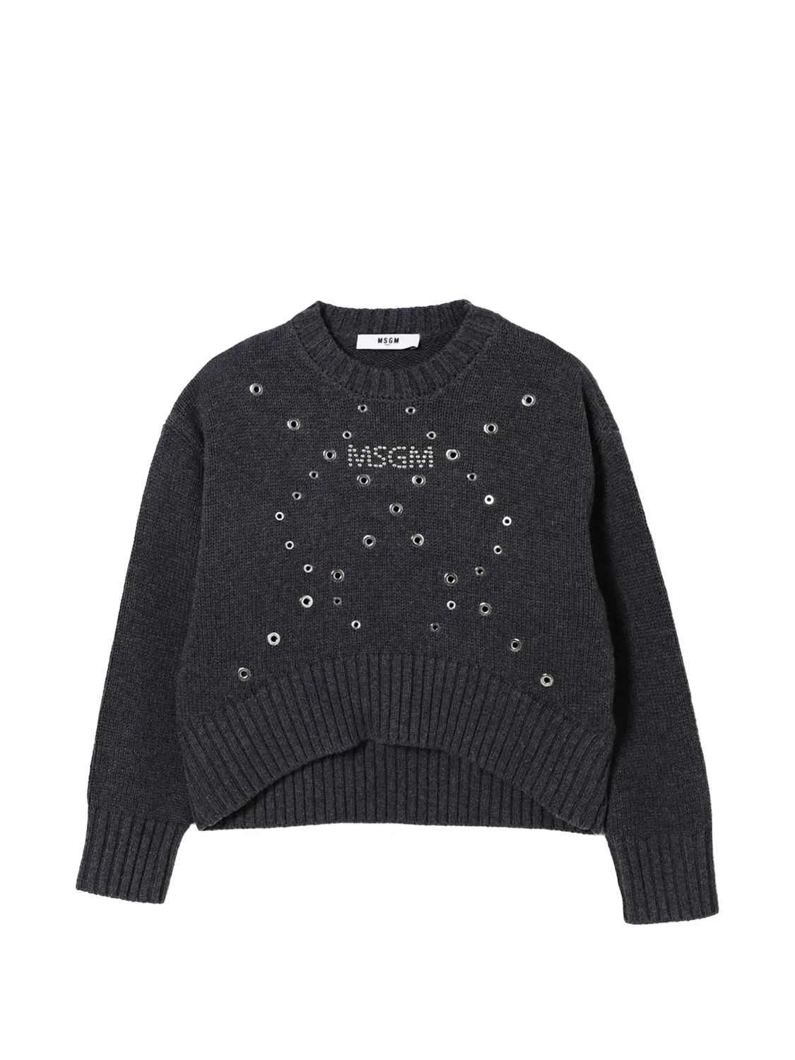 MSGM Джемпер с логотипом и люверсами серый