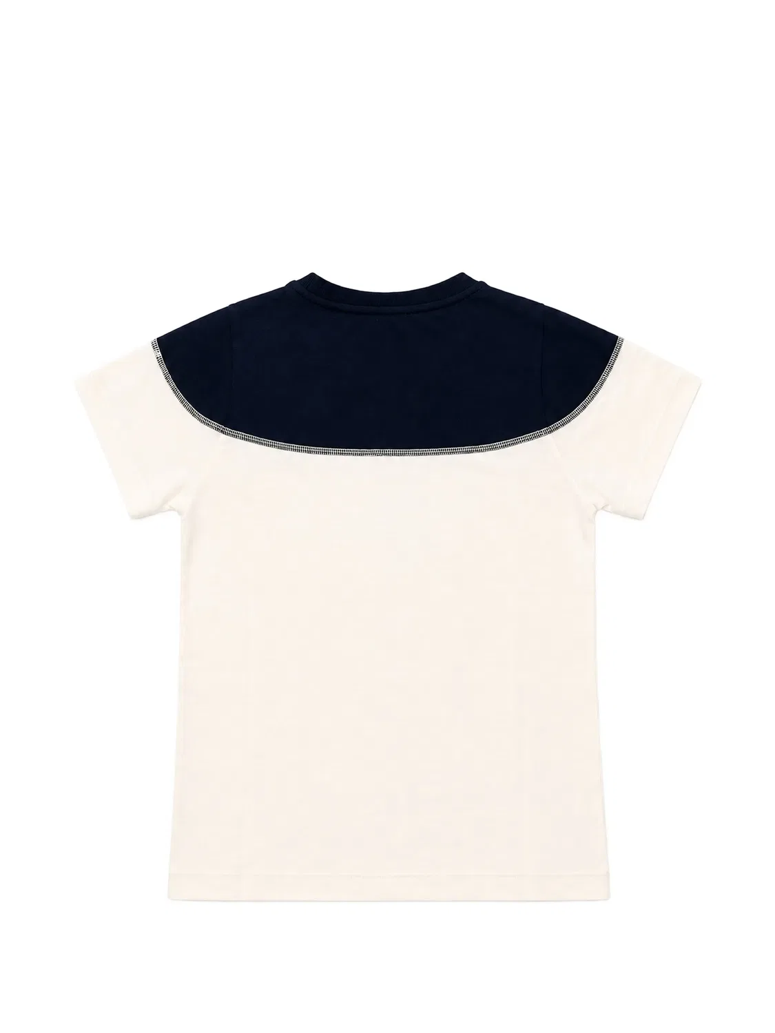 Футболка с логотипом и панелями Golden Goose Kids, нейтральные цвета — фото 2