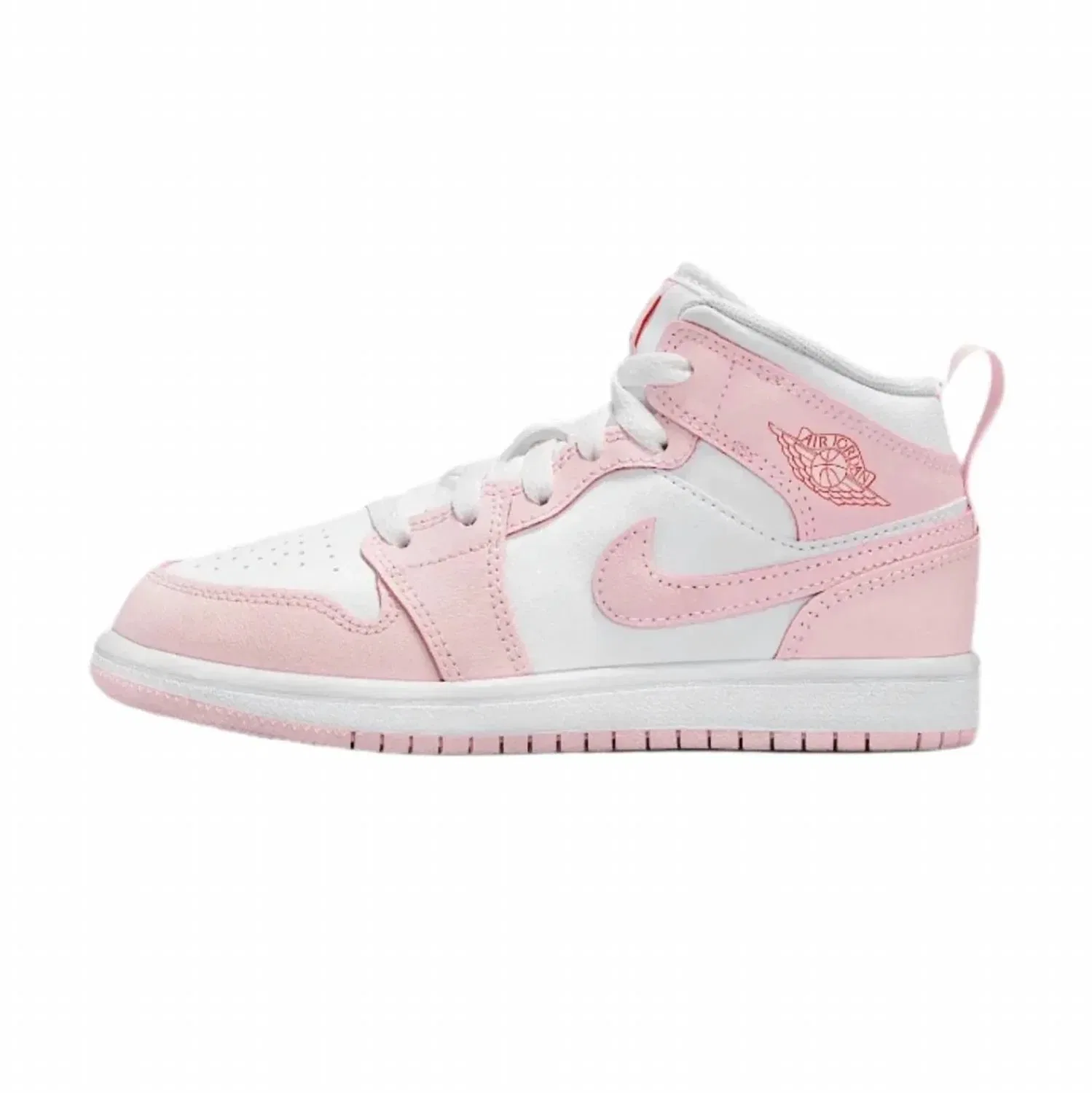 Детские кроссовки Jordan 1 Mid из кожи Nike, Pink Foam/White-Fire Red