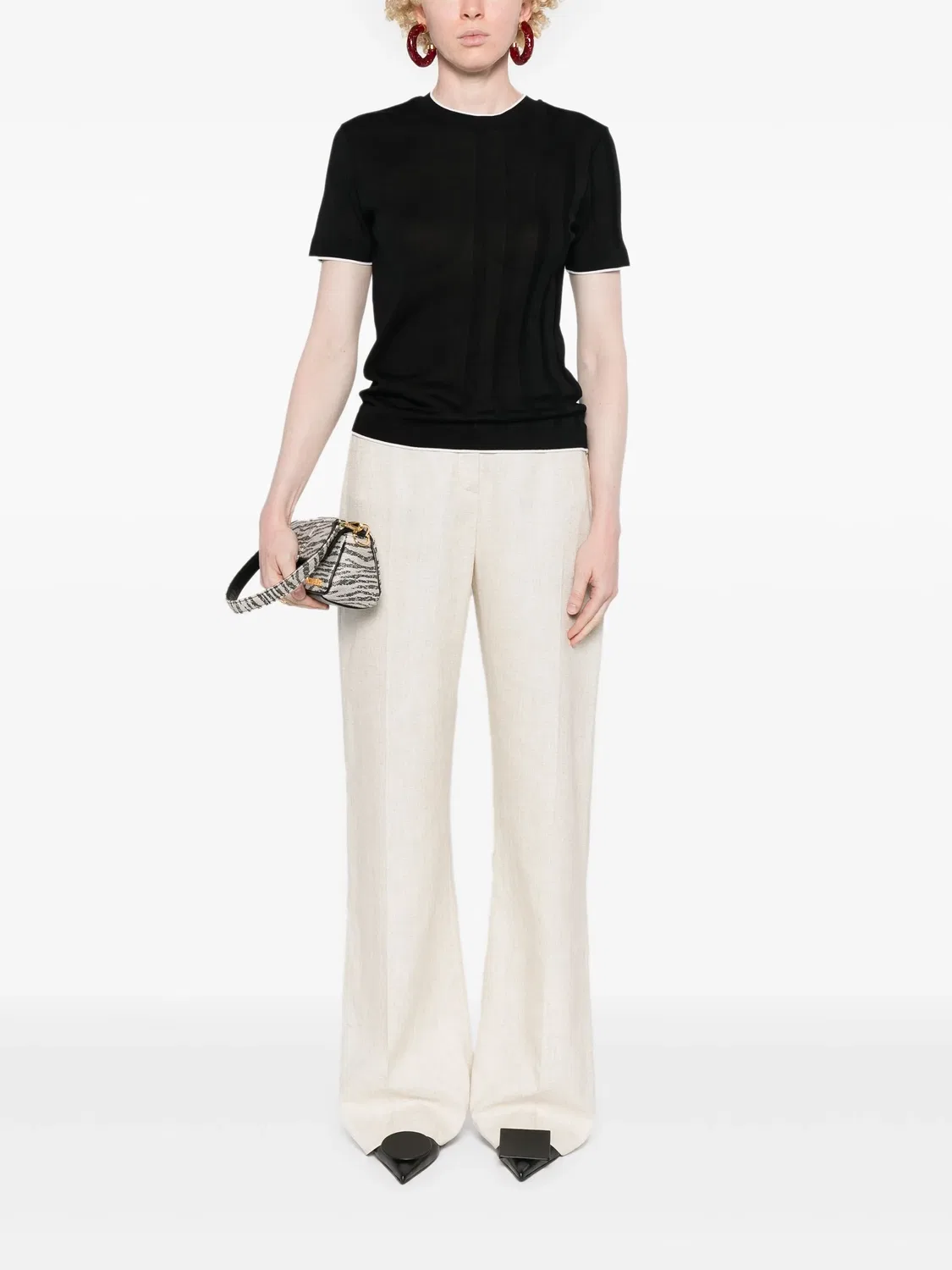 Вязаный топ с коротким рукавом Jacquemus, черный — фото 2