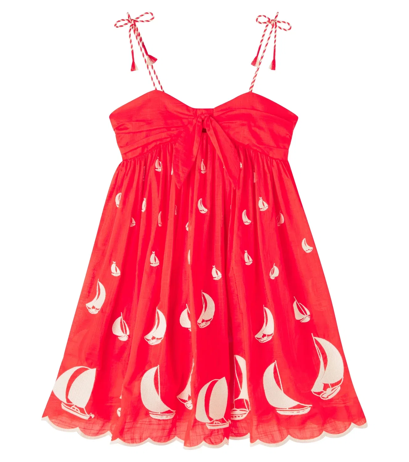 Платье хлопковое с принтом Zimmermann Kids, красный