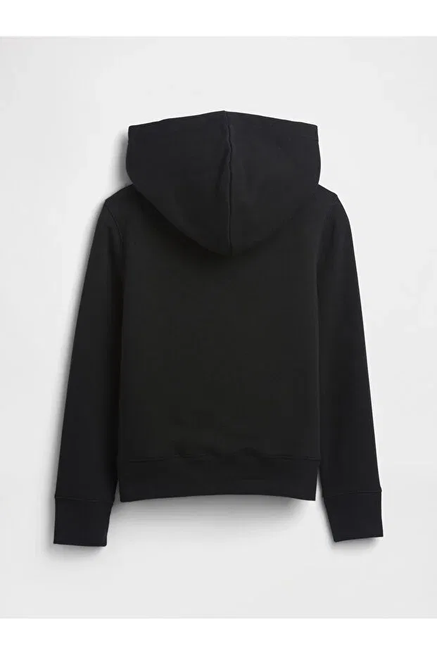 Детское платье-свитшот для девочек с принтом Sherpa Logo Gap, Black-002 — фото 3