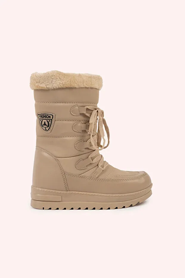 Детские ботинки для девочек с кружевной отделкой Panço, Beige