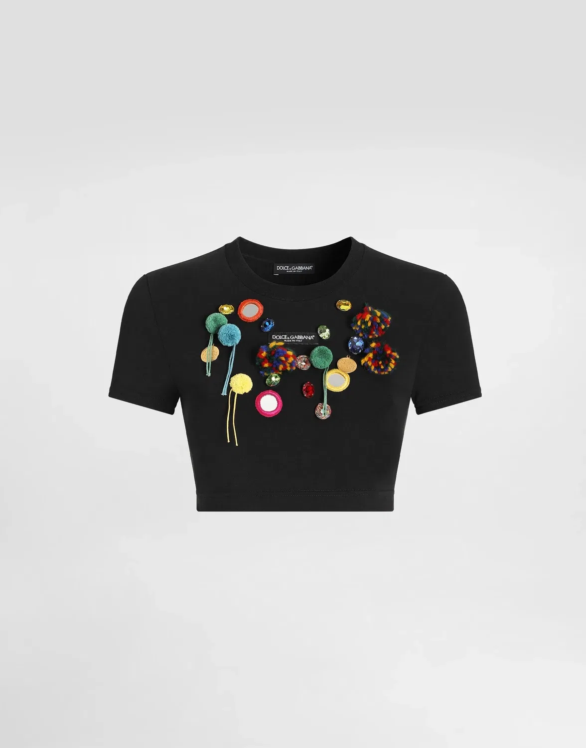 Футболка из джерси с аппликациями DOLCE & GABBANA, черный