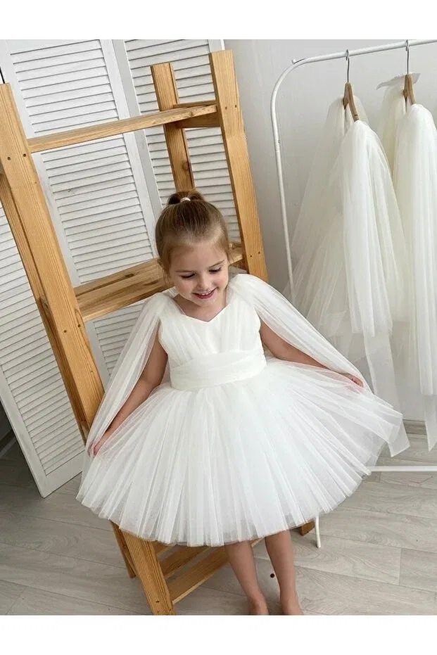 Детское платье для девочек с длинным рукавом Asel Kids, White