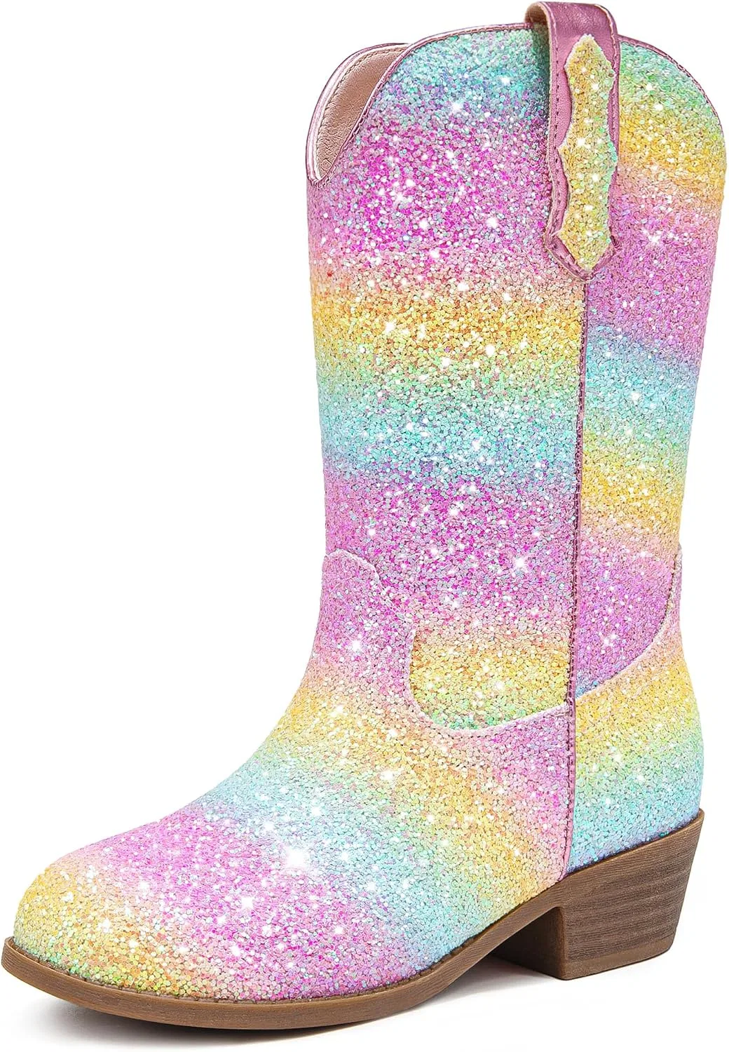 Детские сапоги для девочек с блестками Cowgirl Boots Motasha, Rainbow Sequins