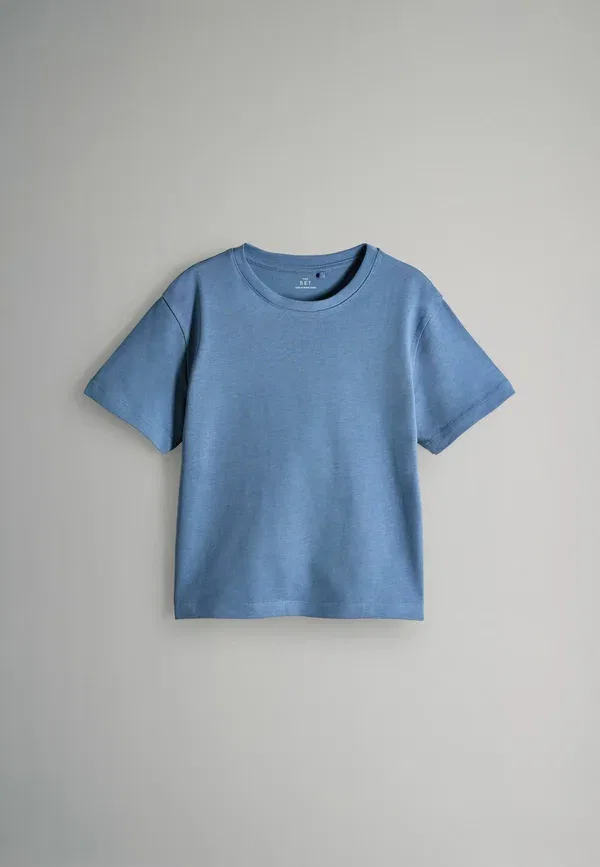 Футболка хлопковая Regular fit heavyweight skater The Set, navy stripe light blue cream, темно-синий/светло-голубой/кремовый — фото 4