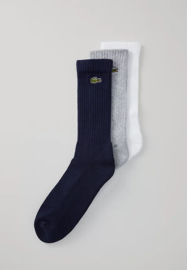 Носки Lacoste Chaussettes унисекс, комплект из 3 пар, меланж, белый/темно-синий/серый