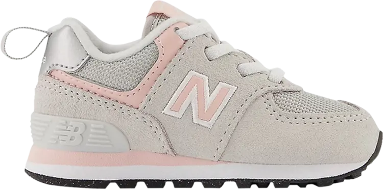 Кроссовки New Balance 574 Bungee Toddler 'Core Pack - Rain Cloud Pink Haze', серый — фото 2