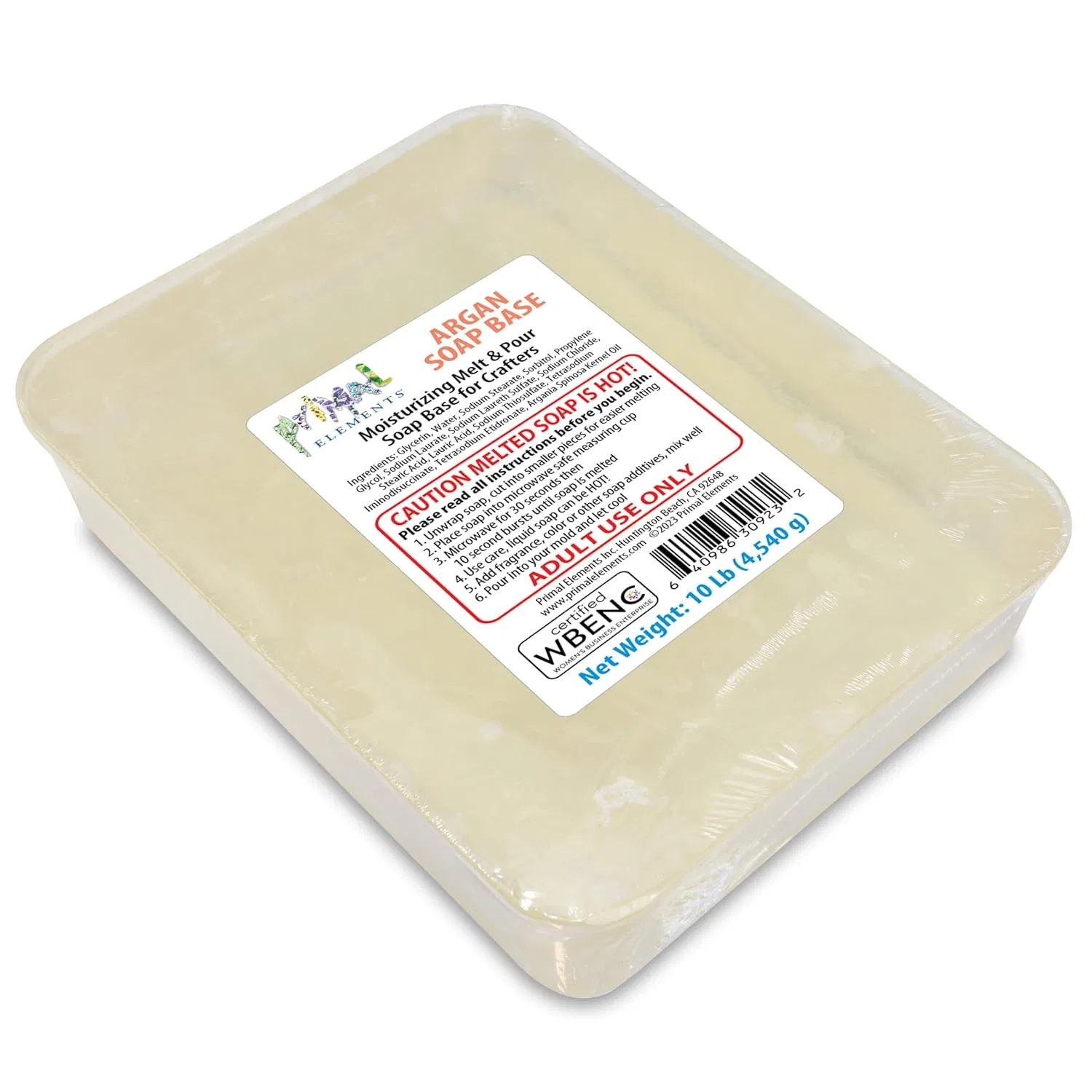 Мыльная основа с аргановым маслом Primal Elements, 10 фунтов, Argan Oil (Unscented)